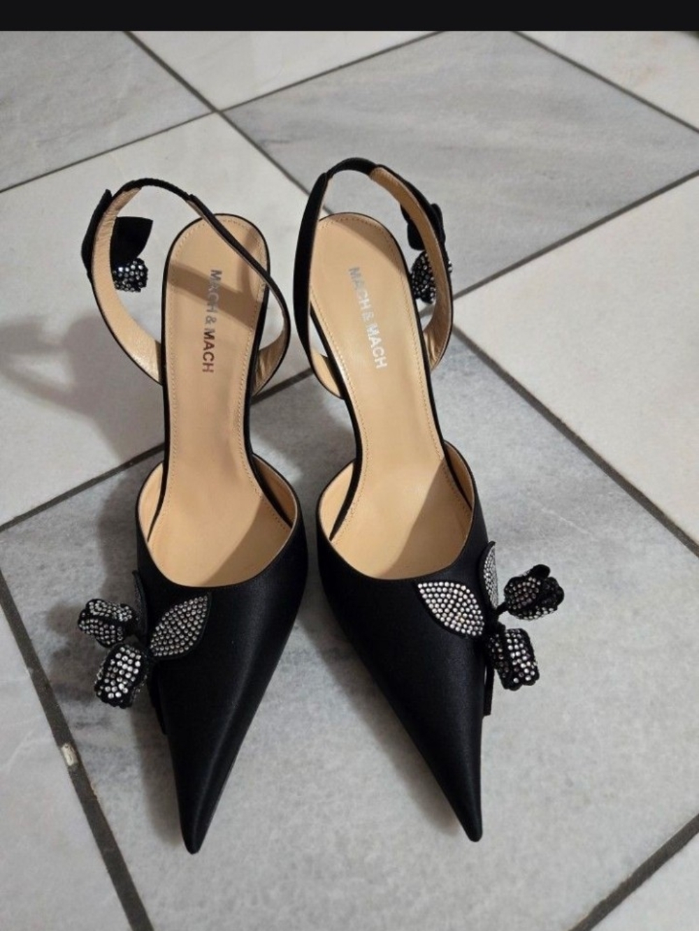 Mach And Mach Wonder Tulip Satin Slingback Pumps